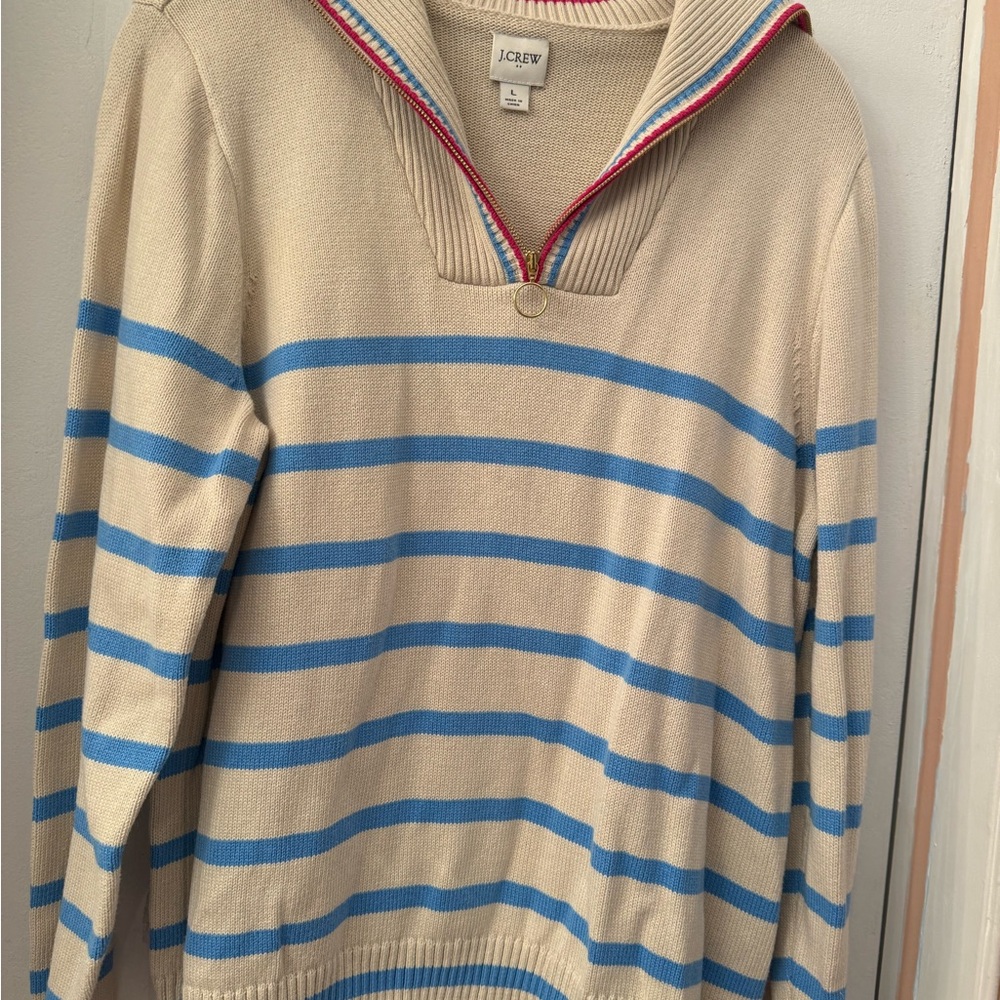 J. Crew women’s cream and Blue Striped Sweater